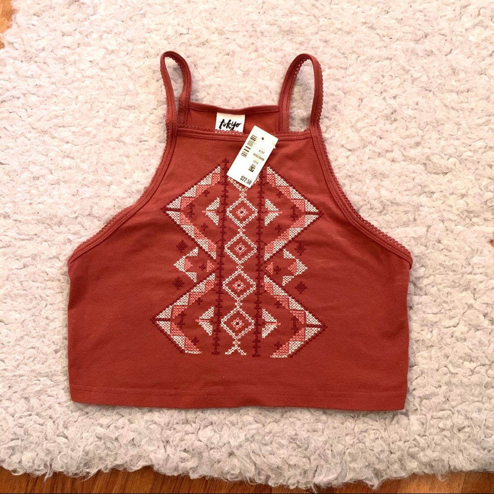 NWT! Boho cross stitch crop top